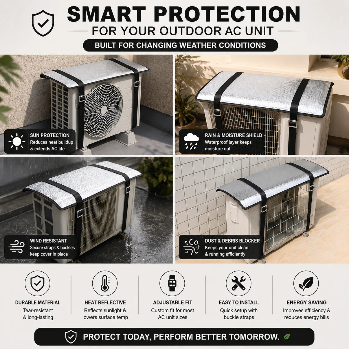 🛡️ AC Shield Pro™ | Heat, Rain & Dust Protection Cover
