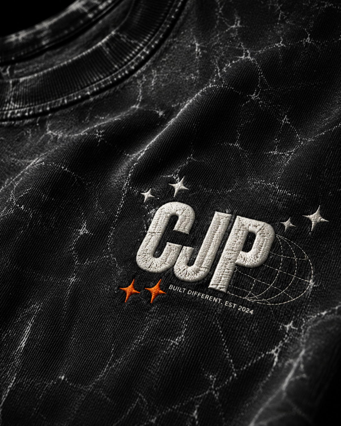 CJP™ Embroidered Acid Wash Oversized T-Shirt | 240 GSM