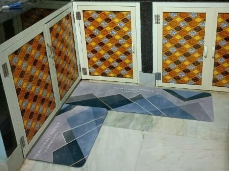 Rubber Floor Mat With Runner Geometric Pattern