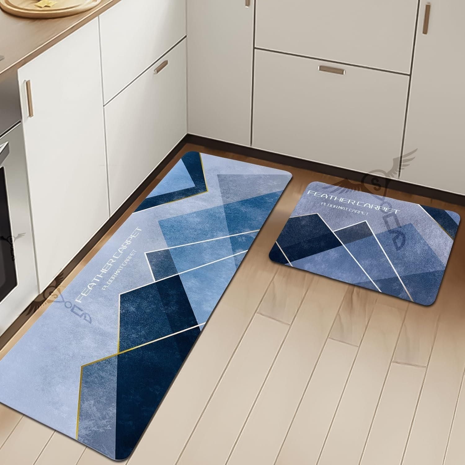 Rubber Floor Mat With Runner Geometric Pattern
