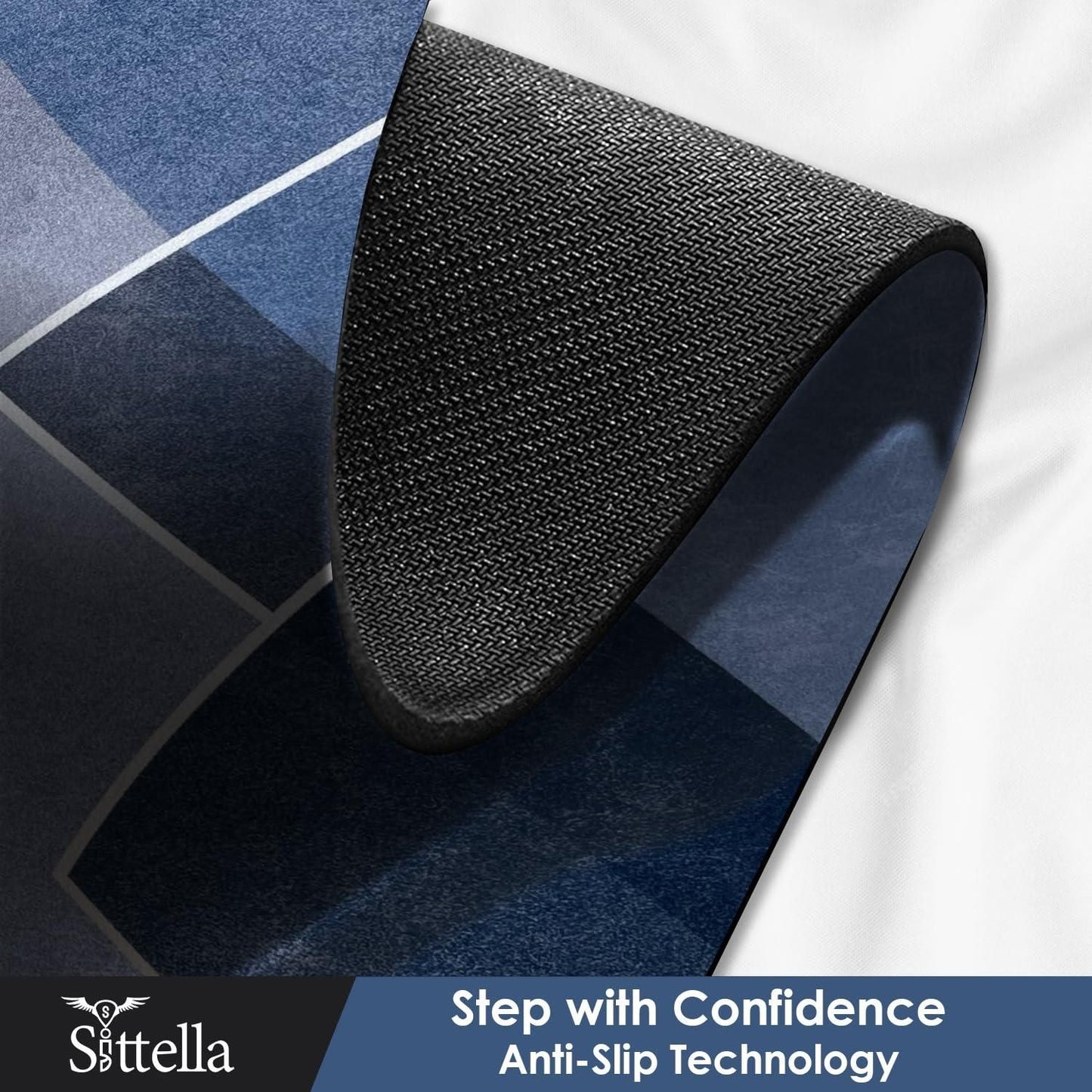 Rubber Floor Mat With Runner Geometric Pattern