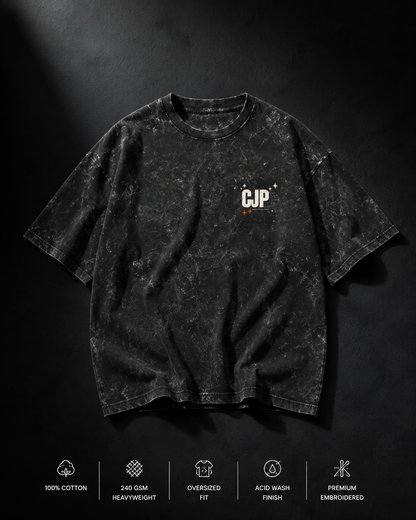 CJP™ Embroidered Acid Wash Oversized T-Shirt | 240 GSM